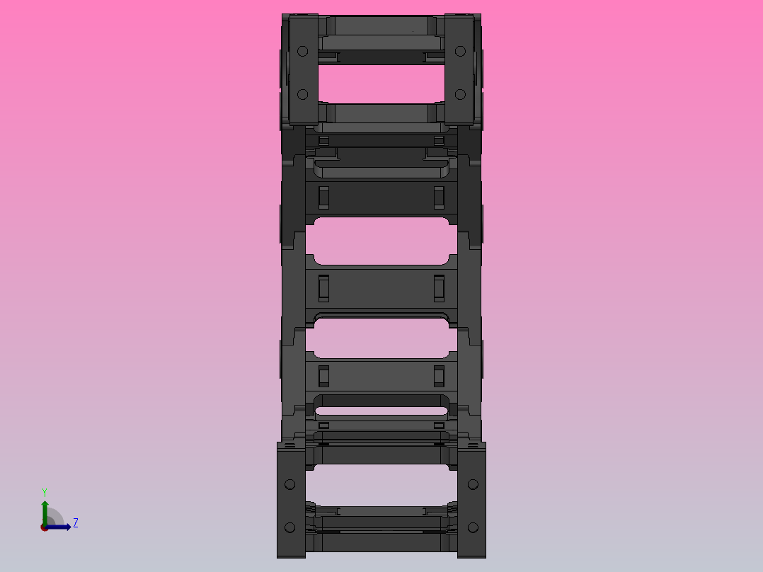 弯曲半径125内高45两侧打开型桥式拖链_DMD45BD-30-90-125R-30左视图