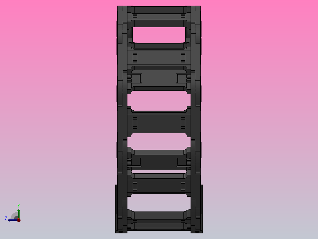 弯曲半径125内高45两侧打开型桥式拖链_DMD45BD-30-90-125R-30右视图