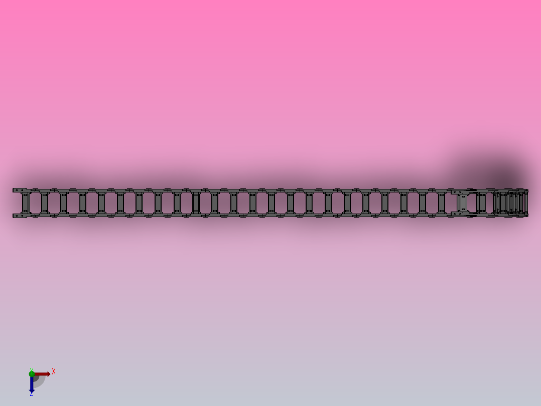 弯曲半径125内高45两侧打开型桥式拖链_DMD45BD-30-90-125R-30俯视图