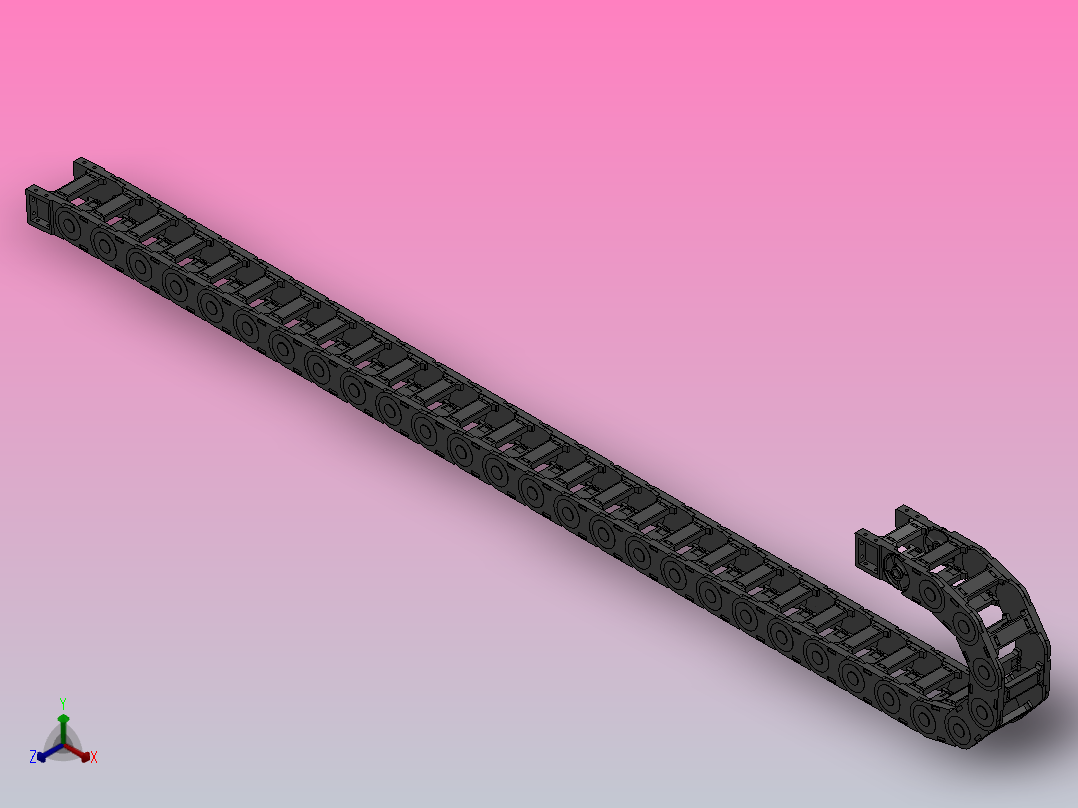 弯曲半径125内高45两侧打开型桥式拖链_DMD45BD-30-90-125R-30正等轴测图