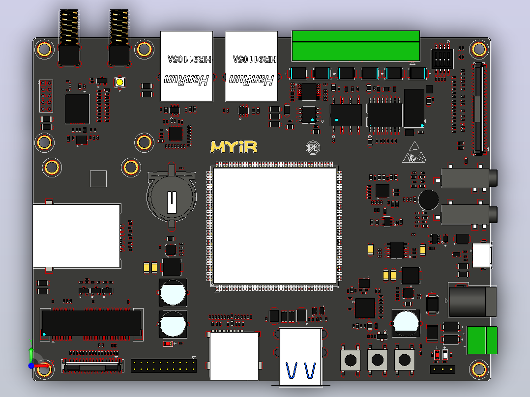 采用NXP Y6ULL cpu的开发套件板前视图