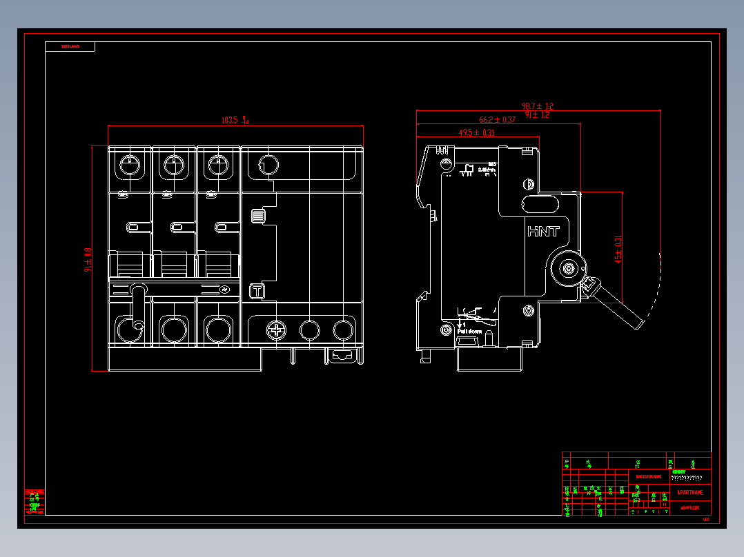 NB5LE-63FB 3P剩余电流动作断路器外形安装尺寸图202409