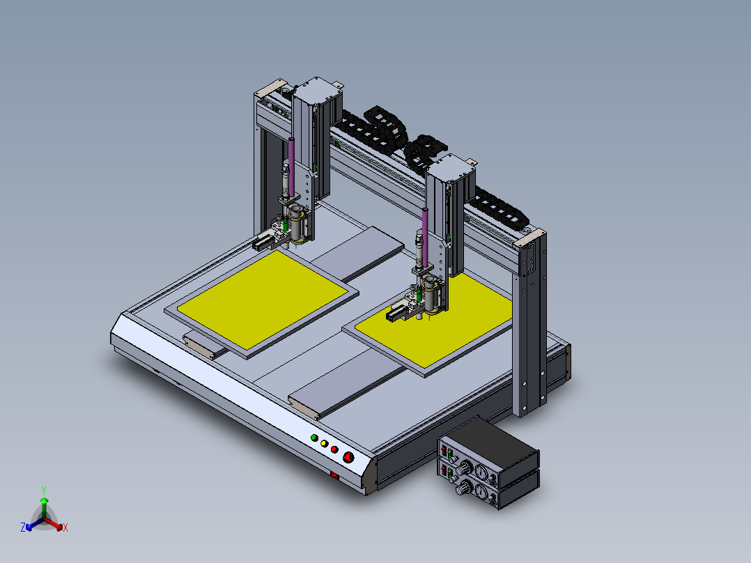 龙门式双通道点胶机sw16可编辑正等轴测图