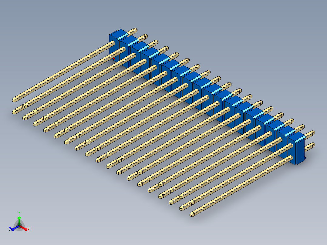 彩色公头100mil（2.54mm）系列-DS1021_blue_2x18p_100mil_Type43_rev1.0主视图