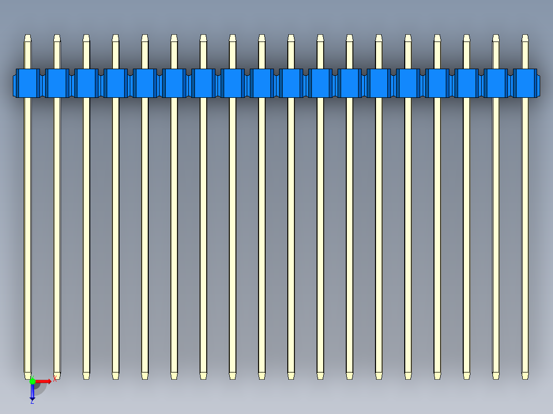 彩色公头100mil（2.54mm）系列-DS1021_blue_2x18p_100mil_Type43_rev1.0俯视图