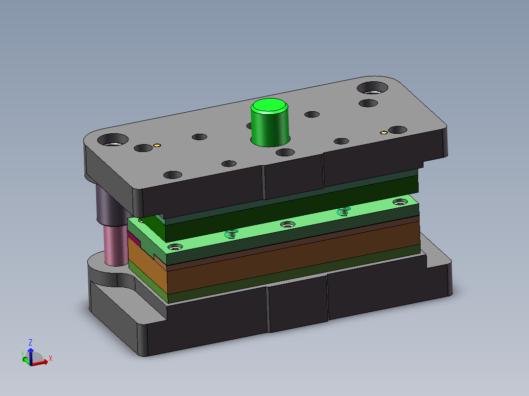 双孔焊片级进模（CAD图+SW三维）