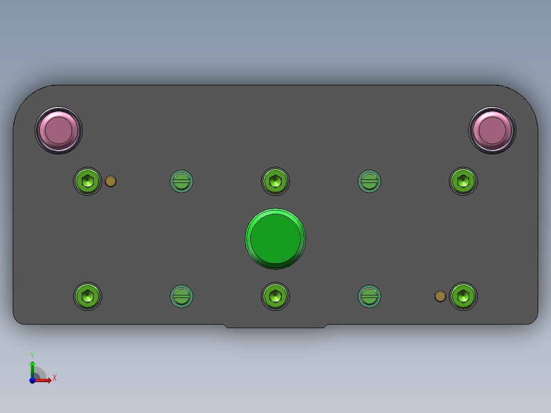 双孔焊片级进模（CAD图+SW三维）前视图