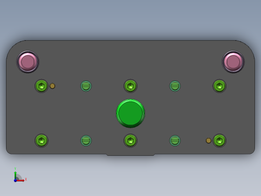 双孔焊片级进模（CAD图+SW三维）前视缩略图