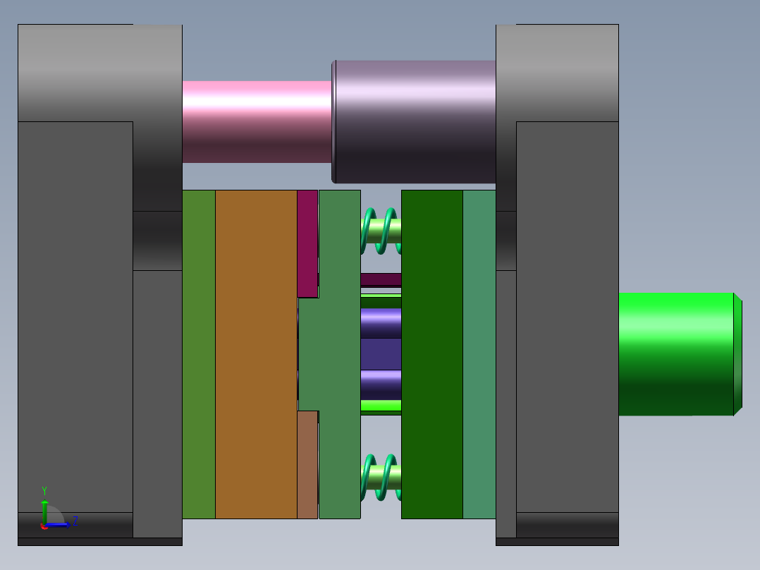 双孔焊片级进模（CAD图+SW三维）左视图