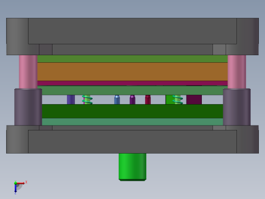 双孔焊片级进模（CAD图+SW三维）俯视缩略图