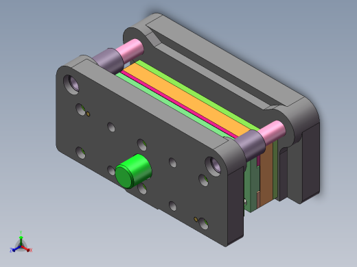 双孔焊片级进模（CAD图+SW三维）正等轴测缩略图