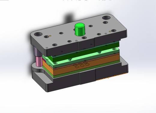 双孔焊片级进模（CAD图+SW三维）缩略图