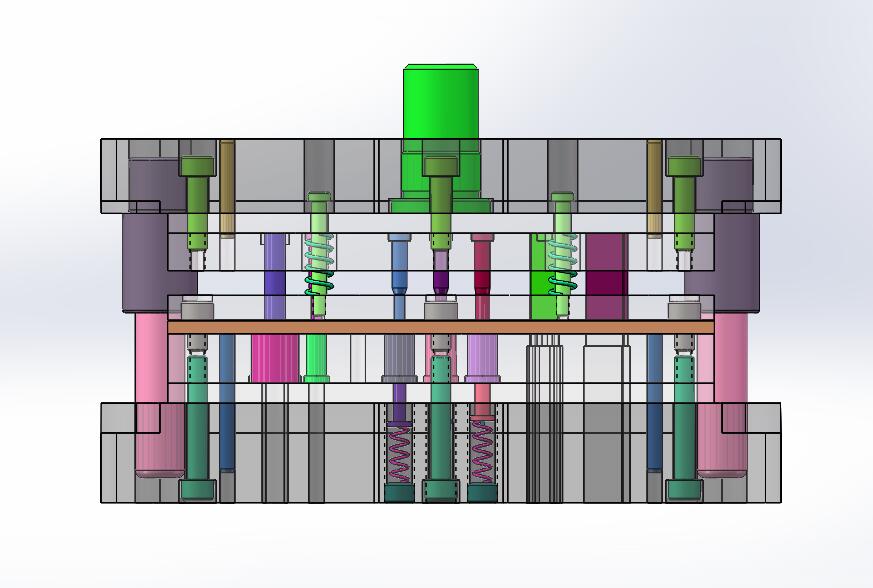 双孔焊片级进模（CAD图+SW三维）