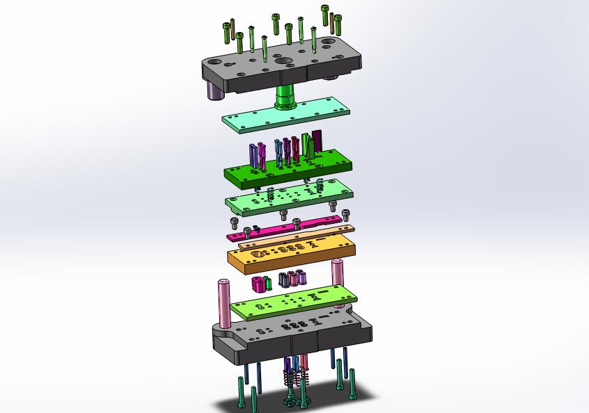双孔焊片级进模（CAD图+SW三维）