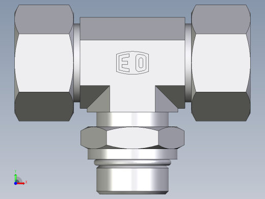 卡套式工业通用硬管接头EO_Adjustable_locknut_branch_tee_TEE25SMORCF前视缩略图