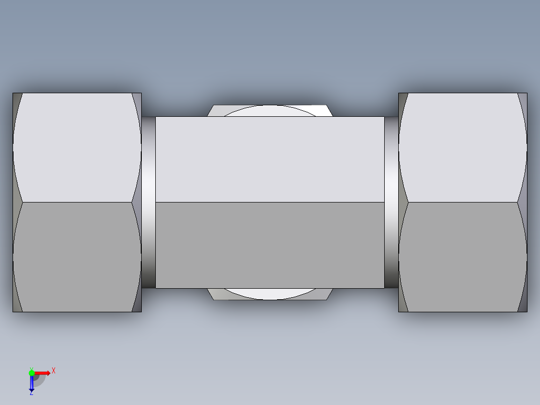 卡套式工业通用硬管接头EO_Adjustable_locknut_branch_tee_TEE25SMORCF俯视图