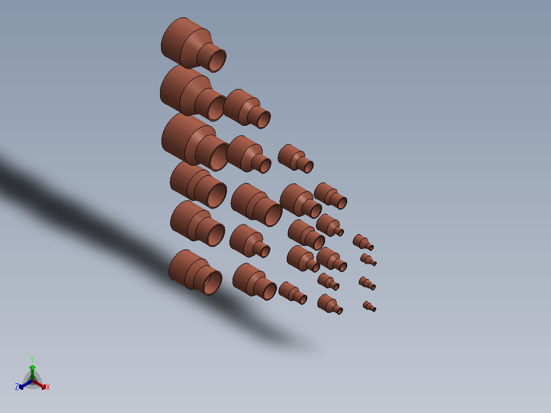 带设计表的同心异径管正等轴测图