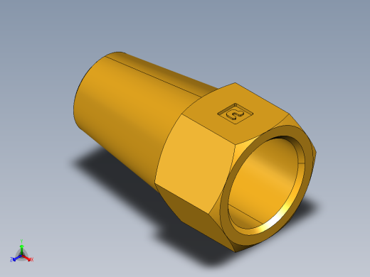 扩口式工业通用硬管接头Long Nut 41FL-6正等轴测缩略图