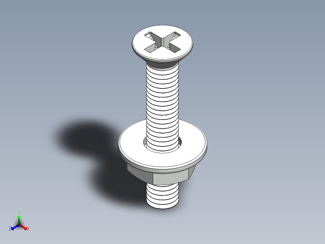 紧固件-No.10-32 Flathead-01正等轴测图