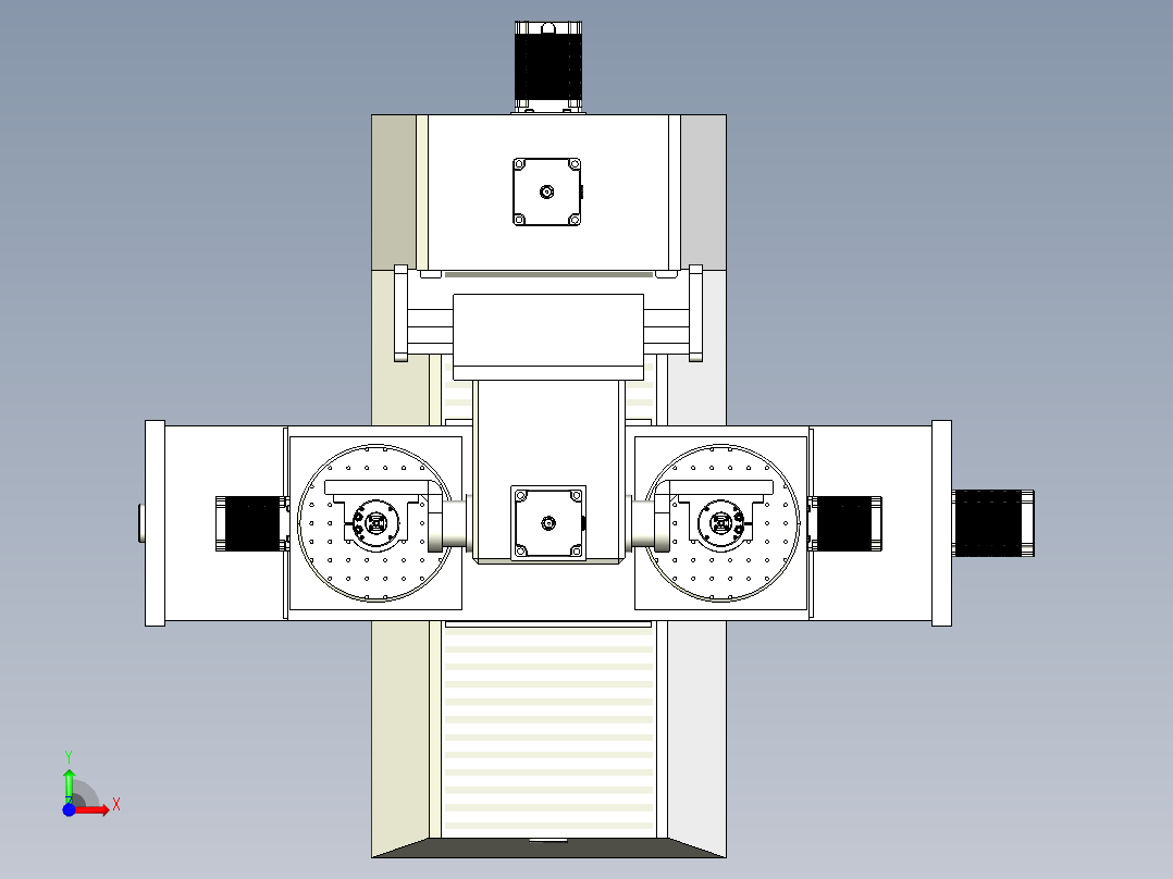 用于木雕制作的数控五轴工作台3D前视图