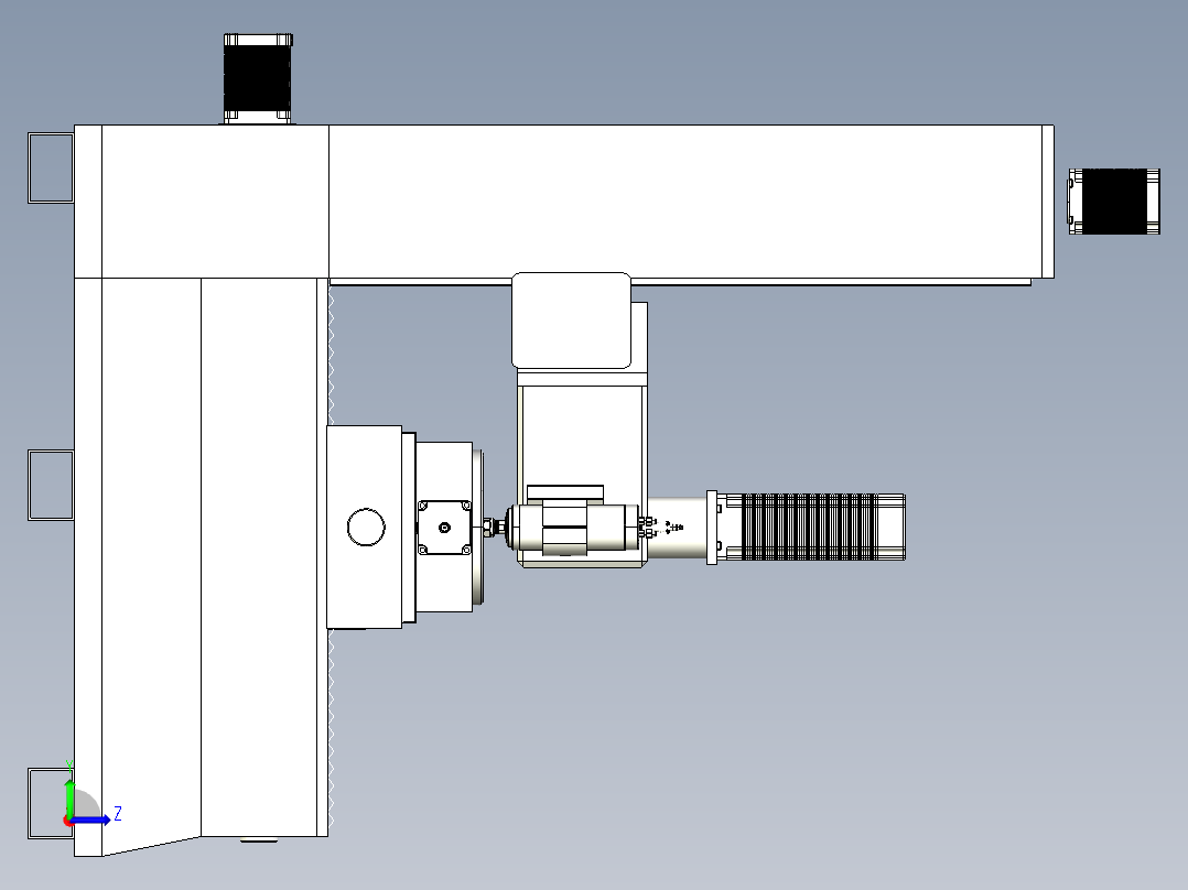 用于木雕制作的数控五轴工作台3D左视图