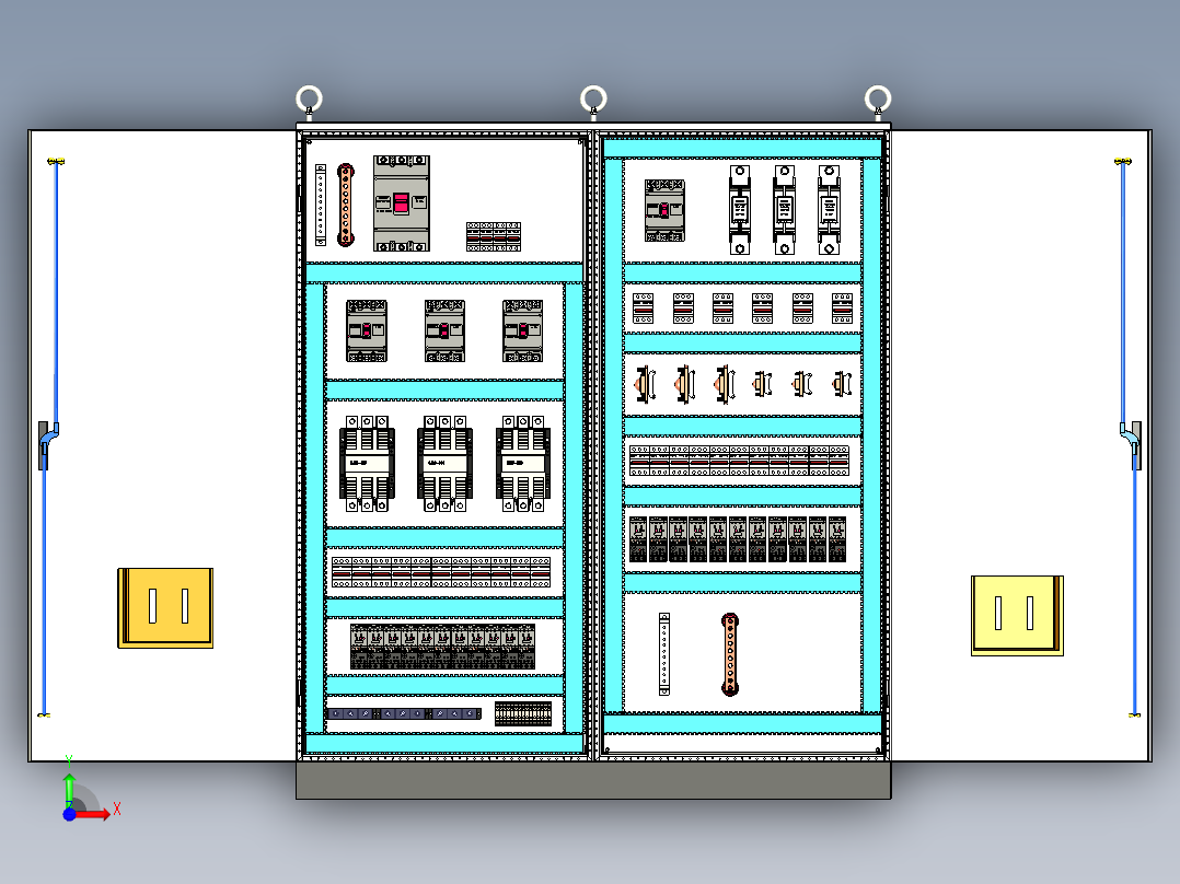 双柜组装120A交流接触器直流接触器控制柜前视图