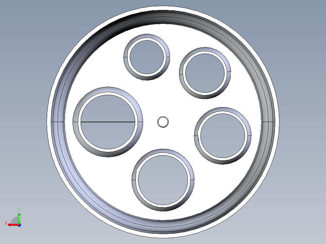 圆形端盖塑胶模具后视图