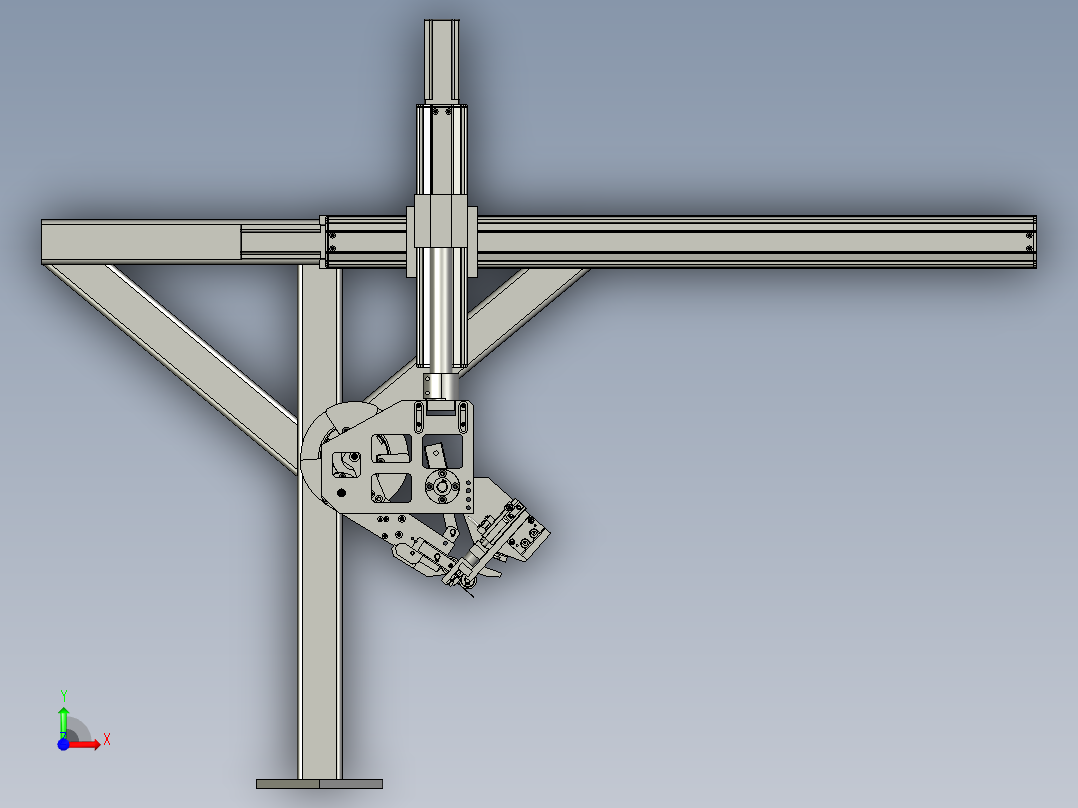贴胶带机械臂前视图