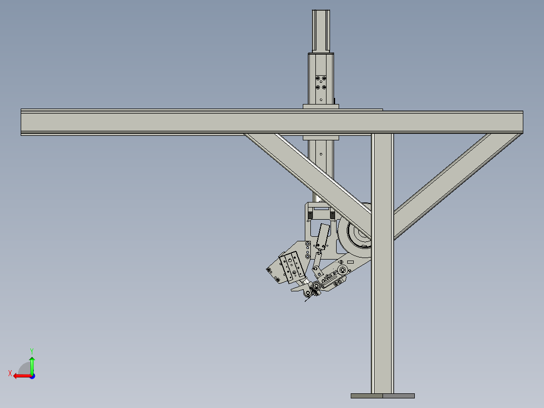 贴胶带机械臂后视图