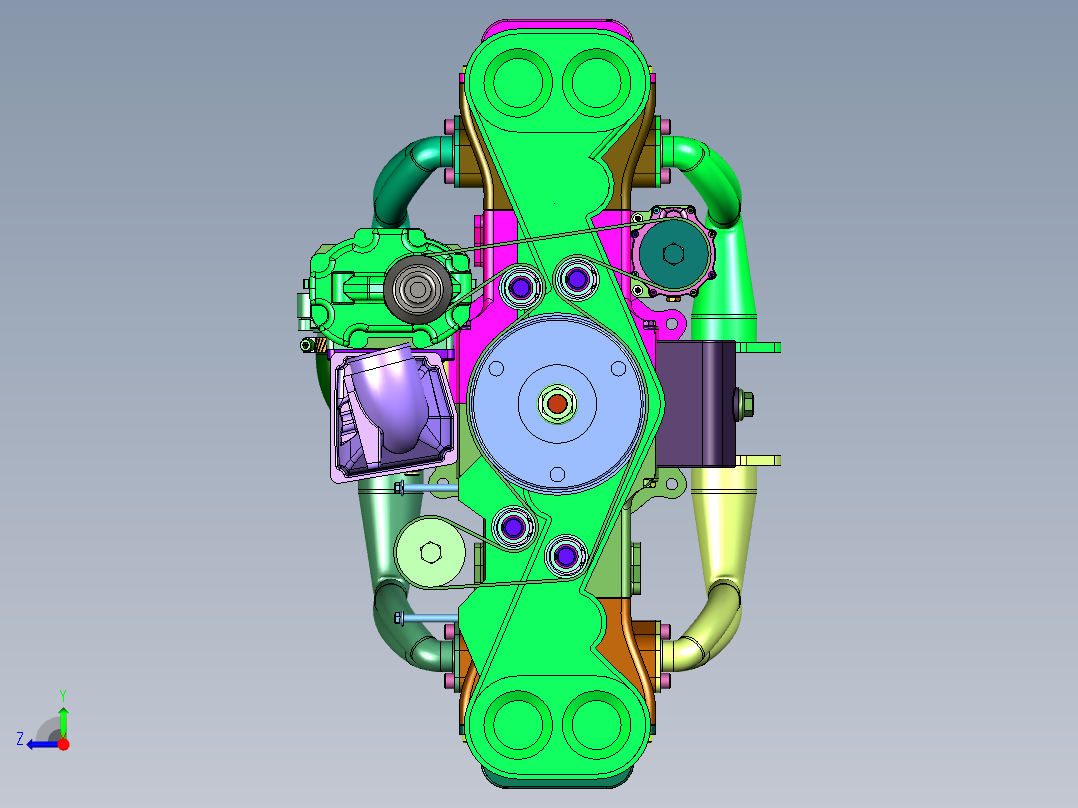 水平对置式热能动力设备右视图