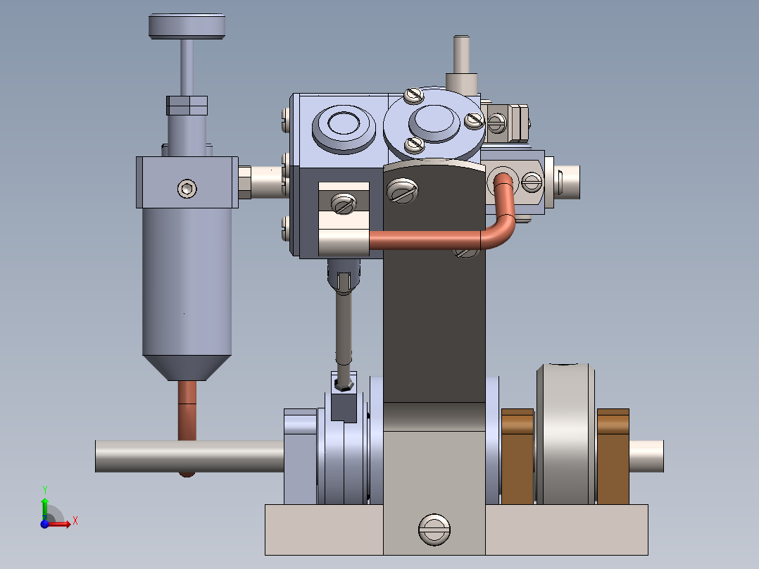 Garold Posh设计的V型模型蒸汽机3D图纸 Solidworks设计PDF工程图前视图