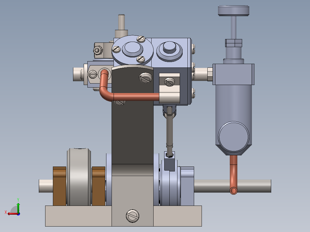 Garold Posh设计的V型模型蒸汽机3D图纸 Solidworks设计PDF工程图后视图