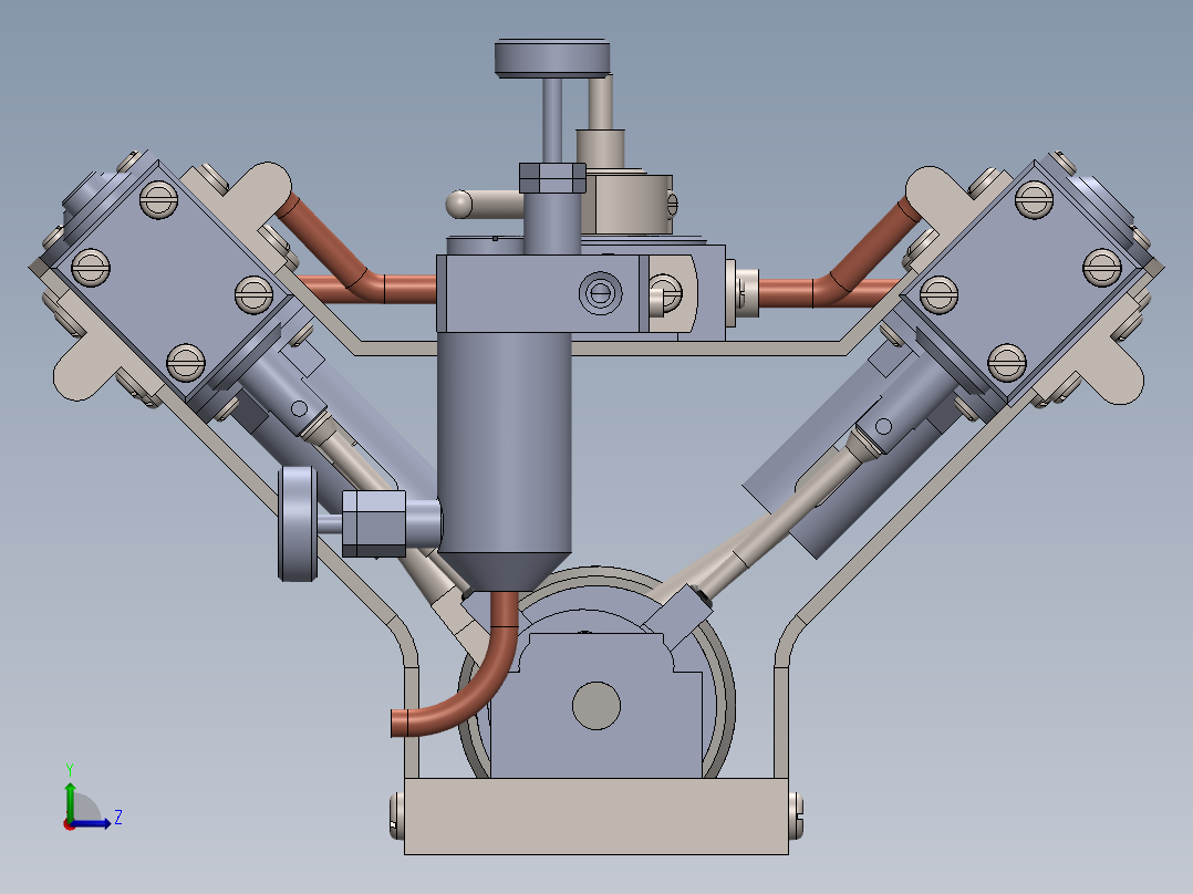 Garold Posh设计的V型模型蒸汽机3D图纸 Solidworks设计PDF工程图左视图