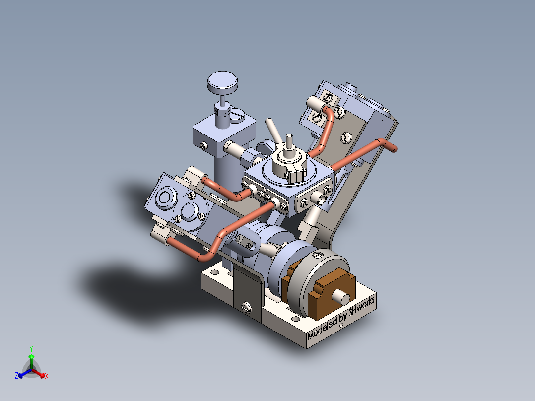 Garold Posh设计的V型模型蒸汽机3D图纸 Solidworks设计PDF工程图正等轴测图