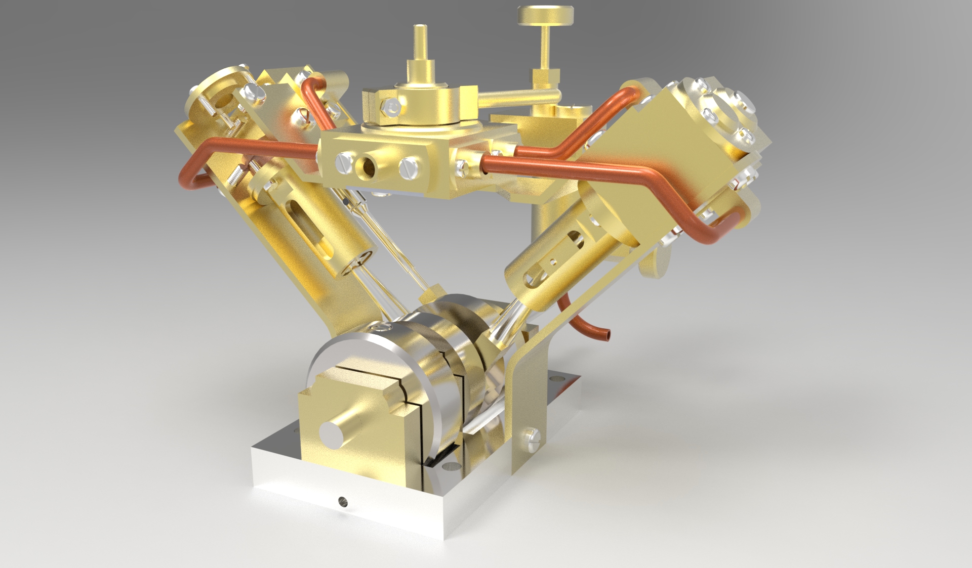 Garold Posh设计的V型模型蒸汽机3D图纸 Solidworks设计PDF工程图