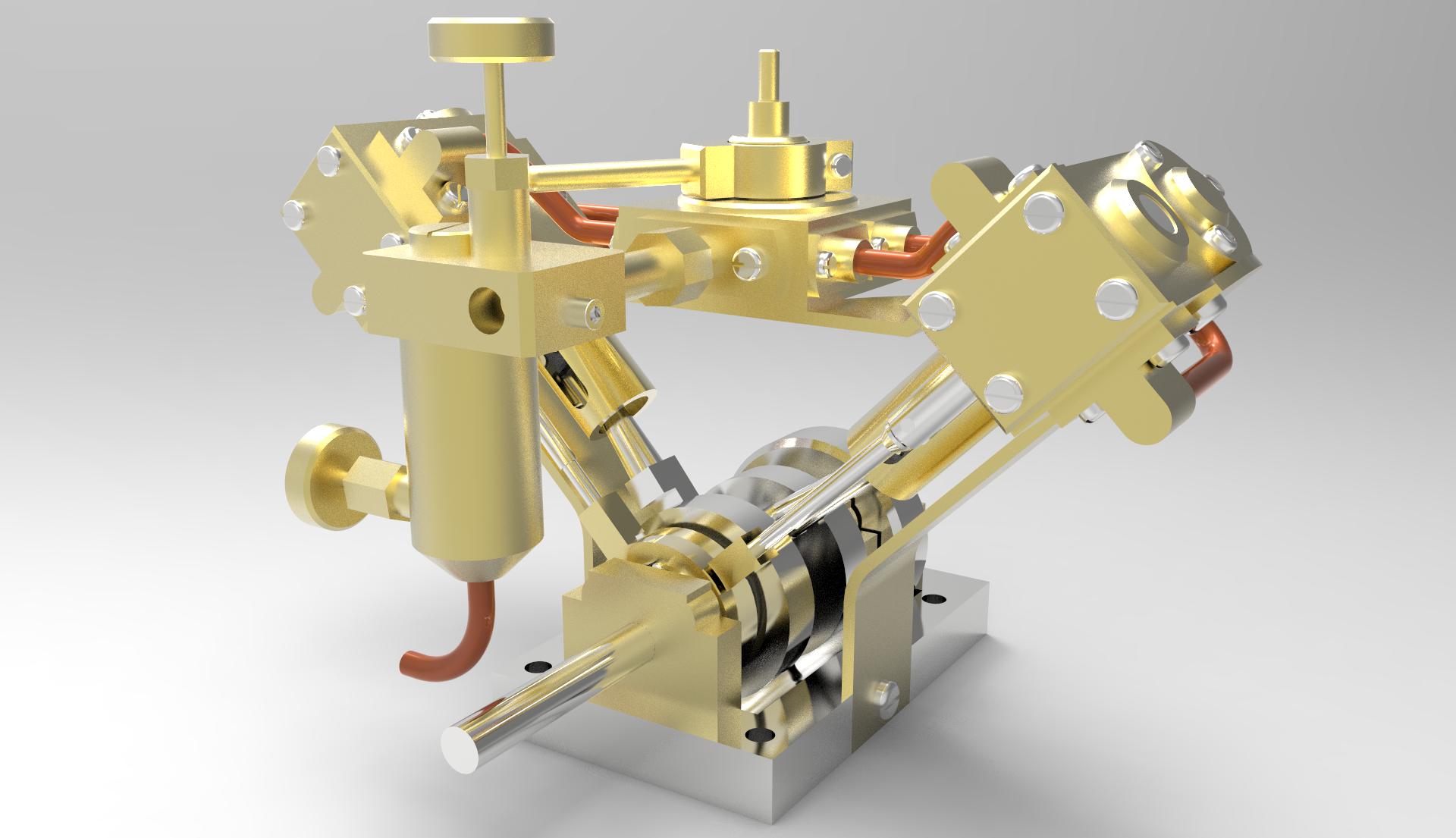 Garold Posh设计的V型模型蒸汽机3D图纸 Solidworks设计PDF工程图