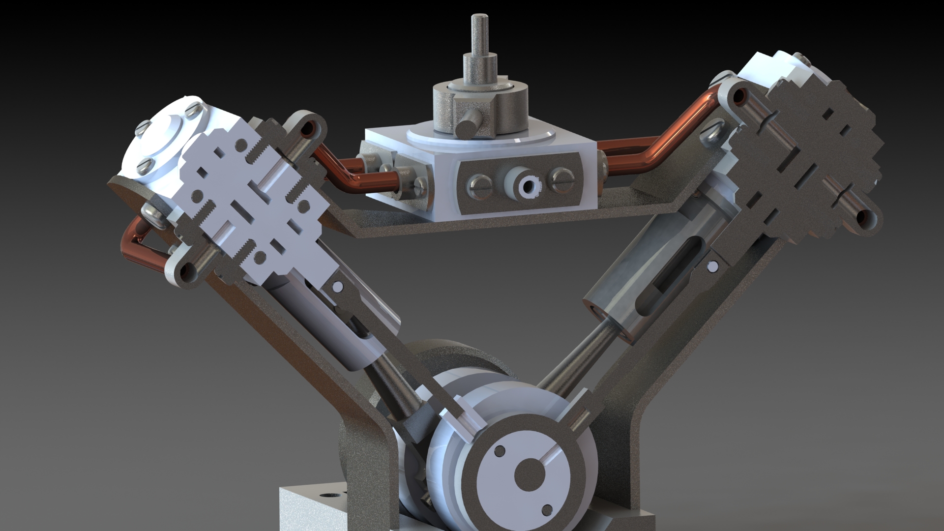 Garold Posh设计的V型模型蒸汽机3D图纸 Solidworks设计PDF工程图