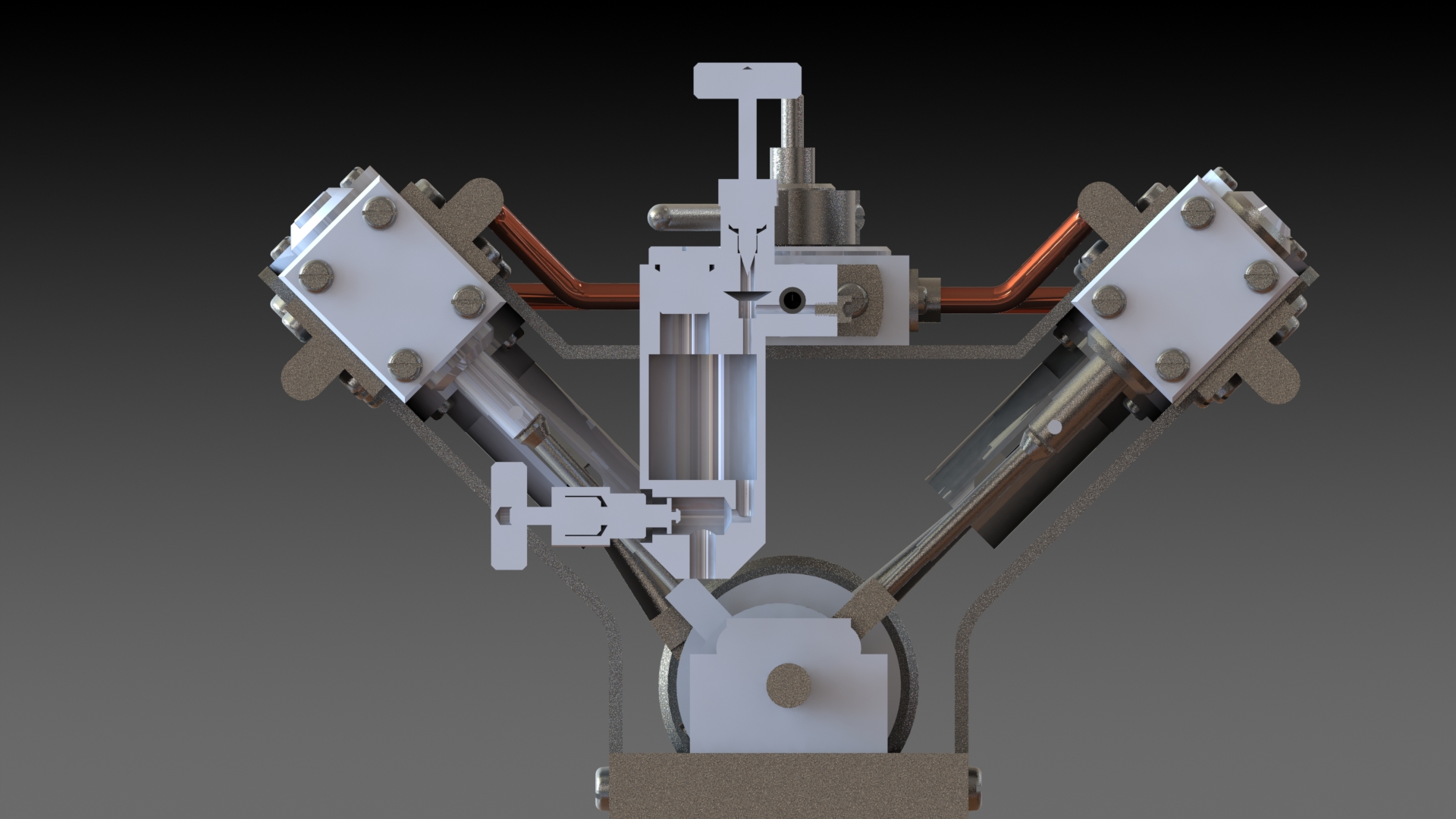 Garold Posh设计的V型模型蒸汽机3D图纸 Solidworks设计PDF工程图