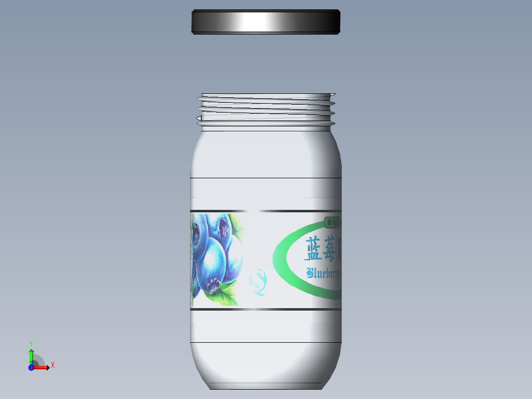 蓝莓果酱瓶前视图