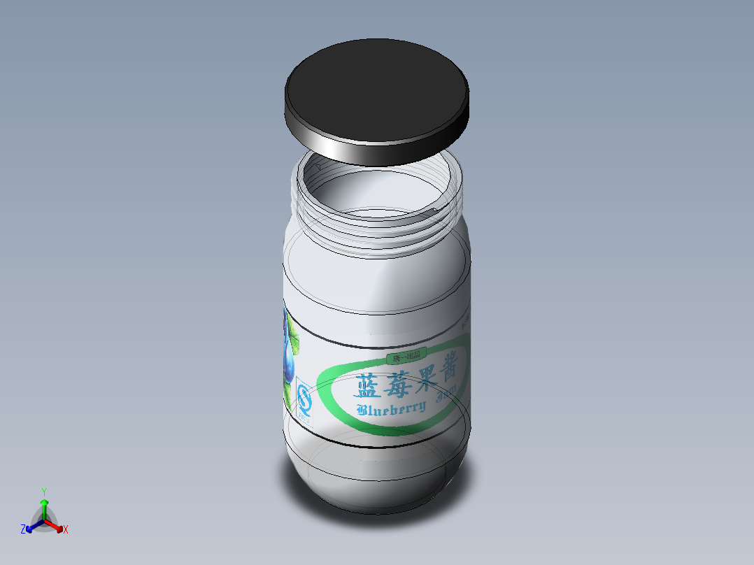 蓝莓果酱瓶正等轴测图