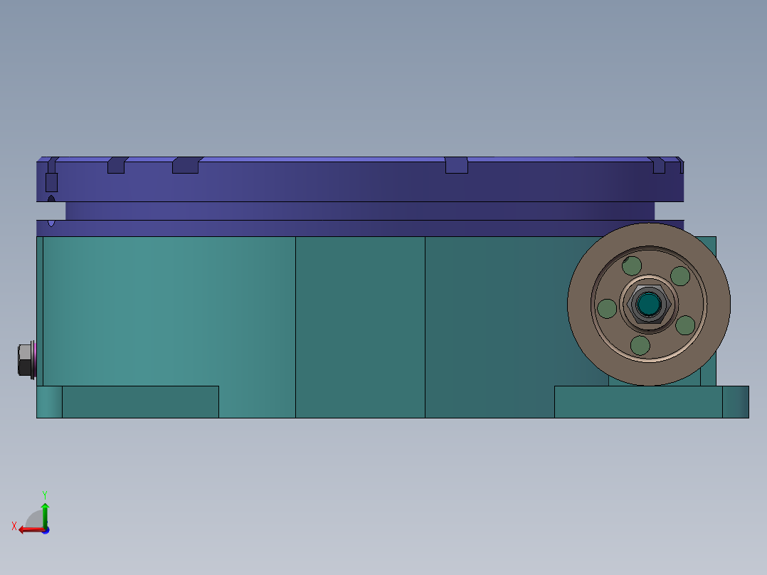 回转工作台 3D图纸 机械设备设计后视图
