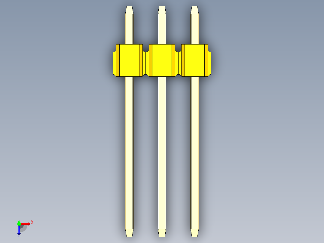 彩色公头100mil（2.54mm）系列-DS1021_yellow_1x03p_100mil_Type5_rev1.0俯视图