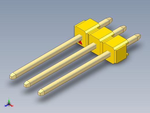 彩色公头100mil（2.54mm）系列-DS1021_yellow_1x03p_100mil_Type5_rev1.0正等轴测缩略图