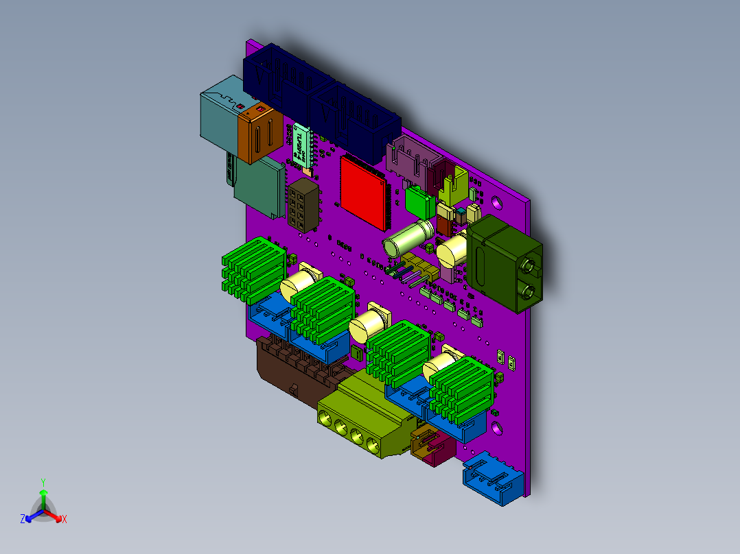 ery32支持4个电机的3D打印机主板主视图