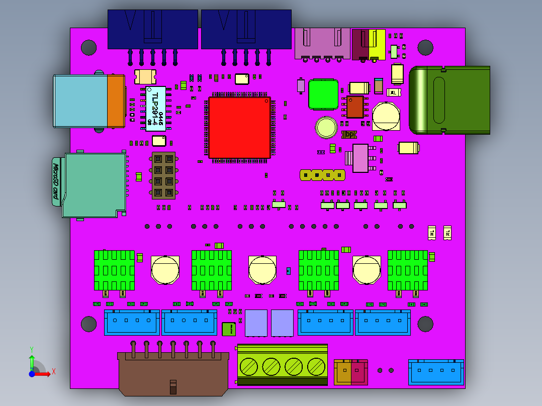 ery32支持4个电机的3D打印机主板前视图