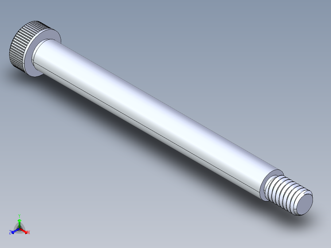 内六角螺螺栓-SB 0.3125-18 x 3.5正等轴测图