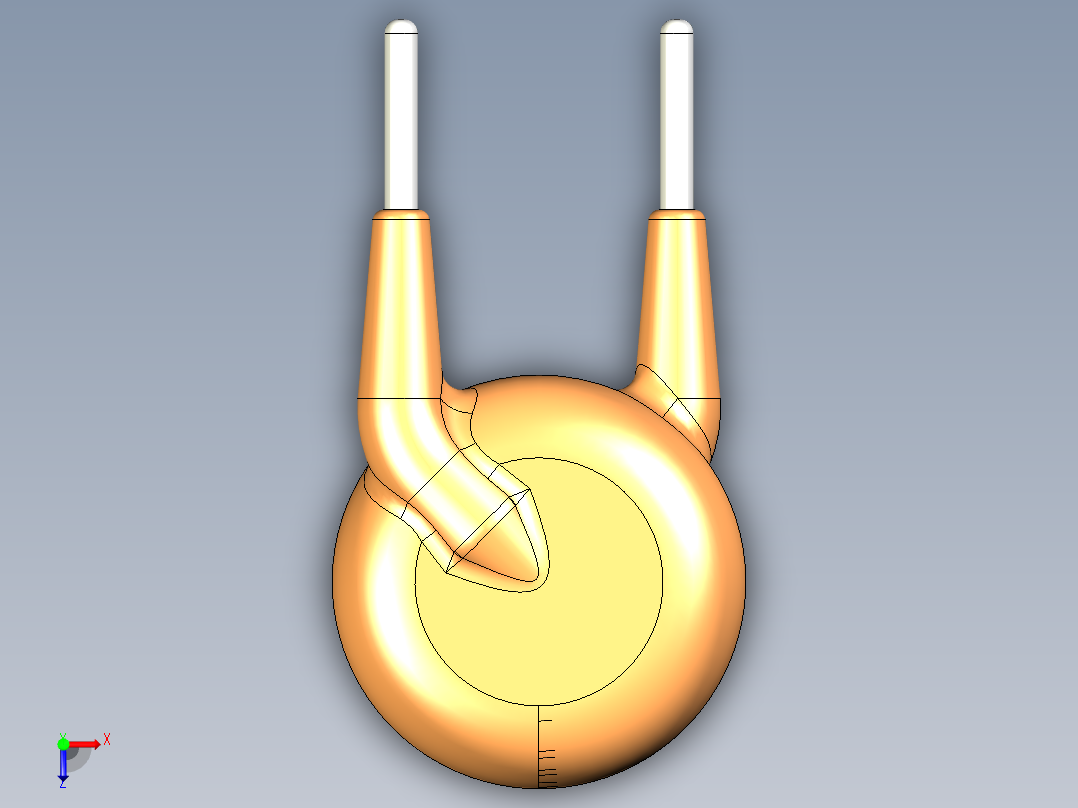 圆盘变阻器7.5毫米间距5毫米，带4.5毫米俯视图