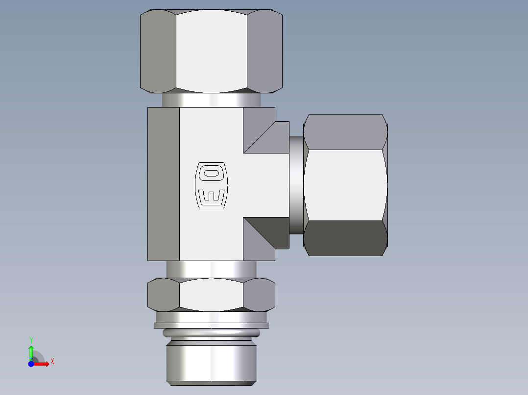 卡套式工业通用硬管接头EO_Adjustable_locknut_run_tee_LEE16ZSMORCF前视图