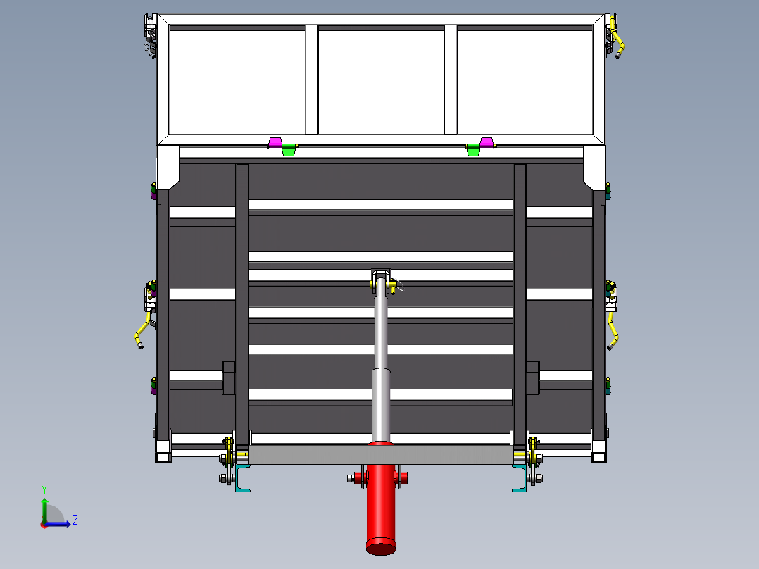 升降平台自卸车厢总成左视图