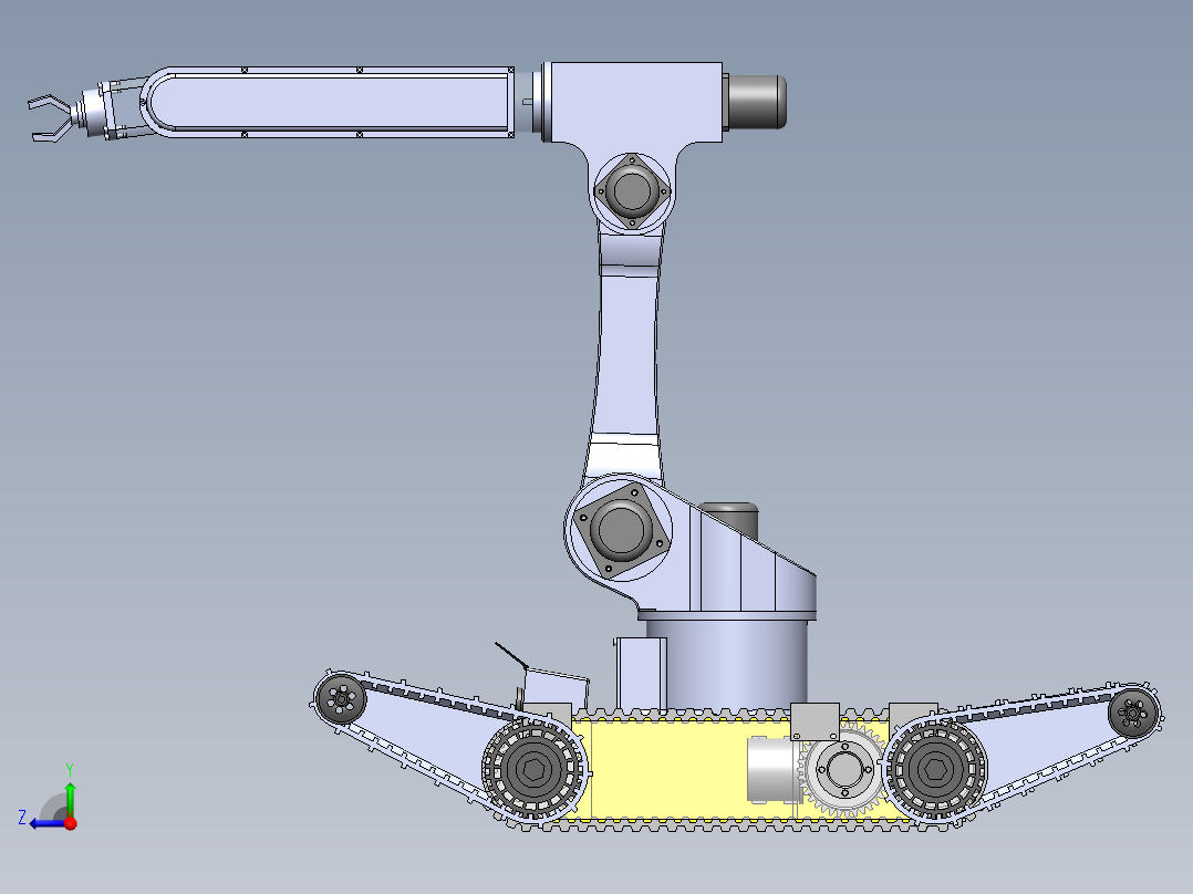 履带救援机器人3d图纸+说明+2d图纸cad 爬楼救援履带机器人3d模型右视图